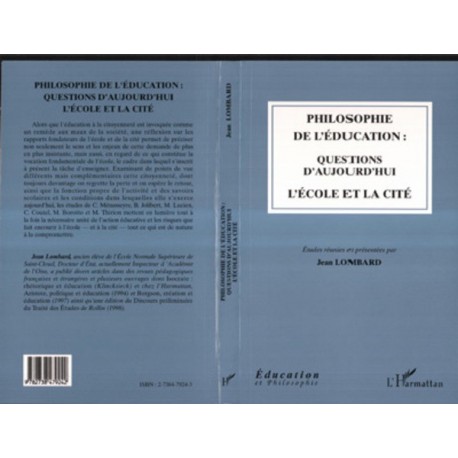 Philosophie de l'éducation : questions d'aujourd'hui Recto