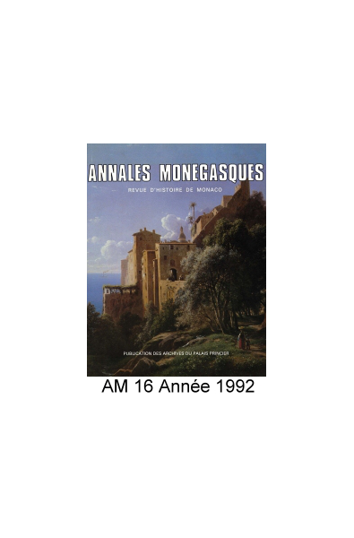 Annales Monégasques - N° 16 - 1992
