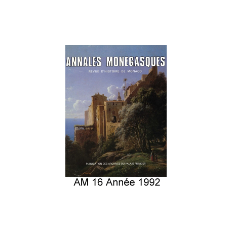 Annales Monégasques - N° 16 - 1992 Recto