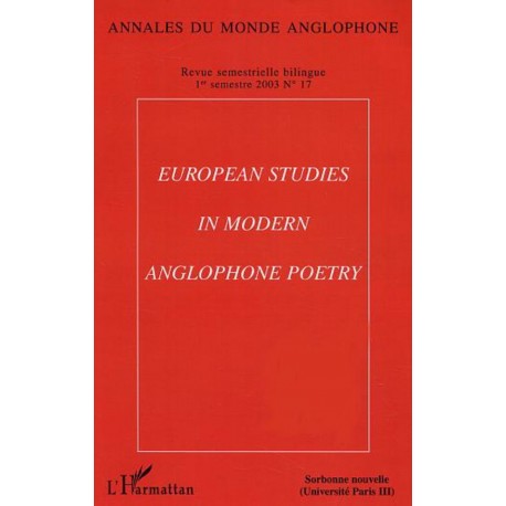 European studies in modern anglophone poetry Recto